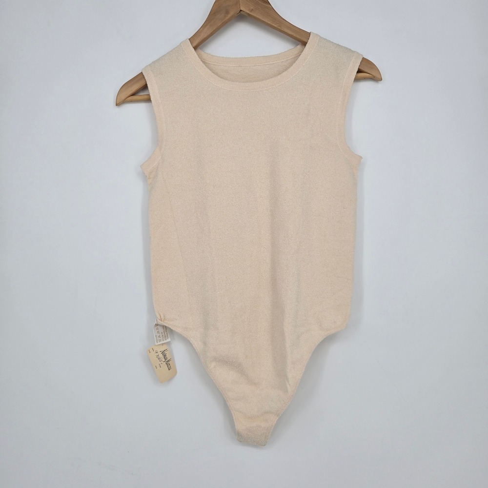 NWT Vintage/Deadstock Neiman Marcus Silk Blend Medium Sleeveless Bodysuit Cream